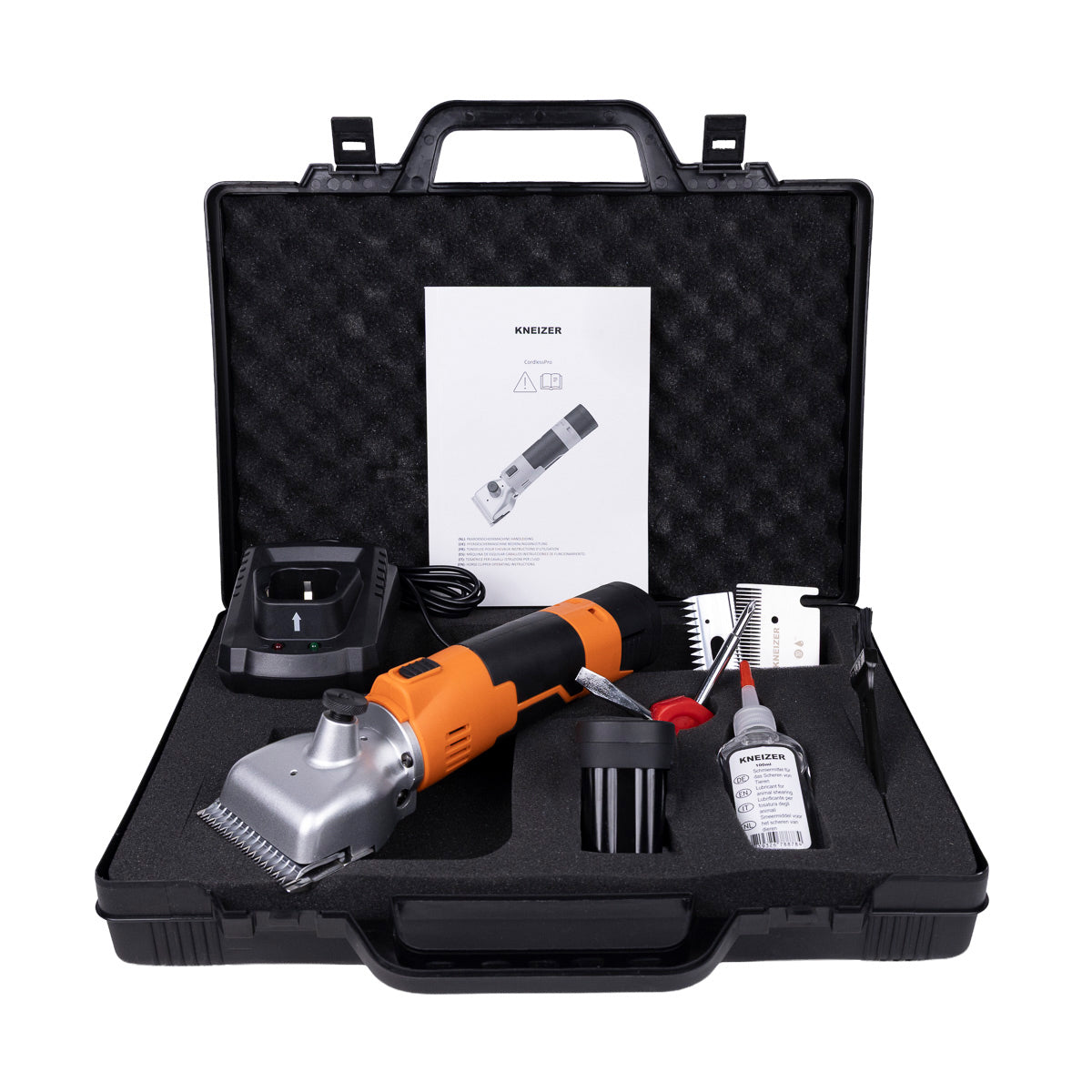 Kneizer CordlessPro Horse Kabellose Schermaschine für Pferde – 2 Akkus und 2 Messersätze